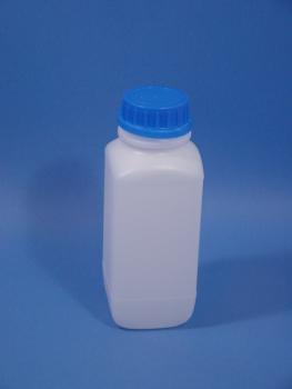 1000 ml Flasche, PE, natur, quadratisch, UN X2.5/S, OVerschluss DIN 54