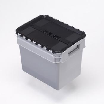 23 Liter Kiste grau, Deckel schwarz