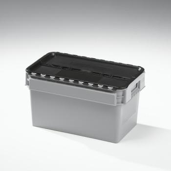 25 Liter Kiste grau, Deckel schwarz