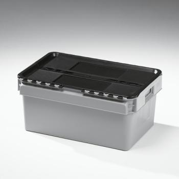 45 Liter Kiste grau, Deckel schwarz