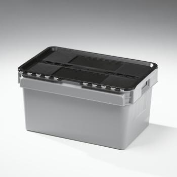 52 Liter Kiste grau, Deckel schwarz