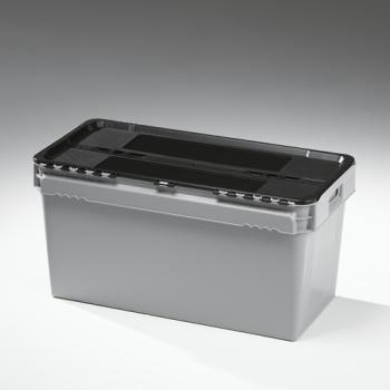 90 Liter Kiste grau, Deckel schwarz