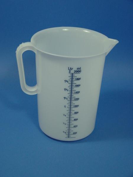 2000 ml Messkanne, HDPE, natur, rund ab 15,75/Stück inkl. Versand)