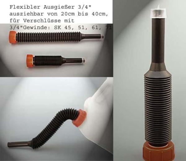 Flexibler Ausgiesser, PP, schwarz (ab 2,50/Stück inkl. Versand)